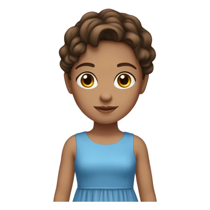 A brown haired girl with a brown eyes. with a beautiful with a beautiful blue dress on with a beautiful blue dress on. sticker
