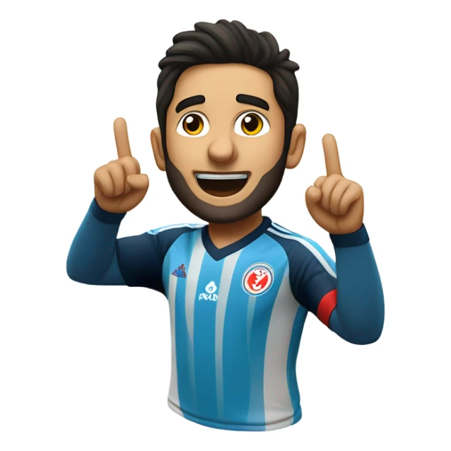 Mapping out Arda Güler's goal celebration, he’s got his right hand on his chest and his left hand pointing skyward, as described earlier sticker