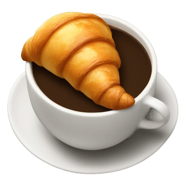 big croissant in a cup of coffee sticker