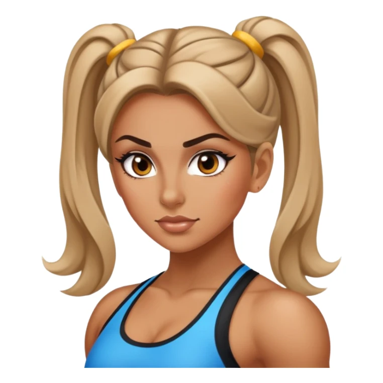 Strong gym girl, makeup, hairstyle sticker