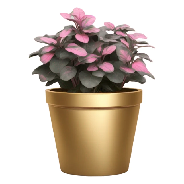 Hippo Hypoestes pink in round gold planter sticker