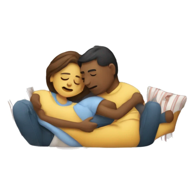 Pareja acostada en el sofá dándose un abrazo sticker