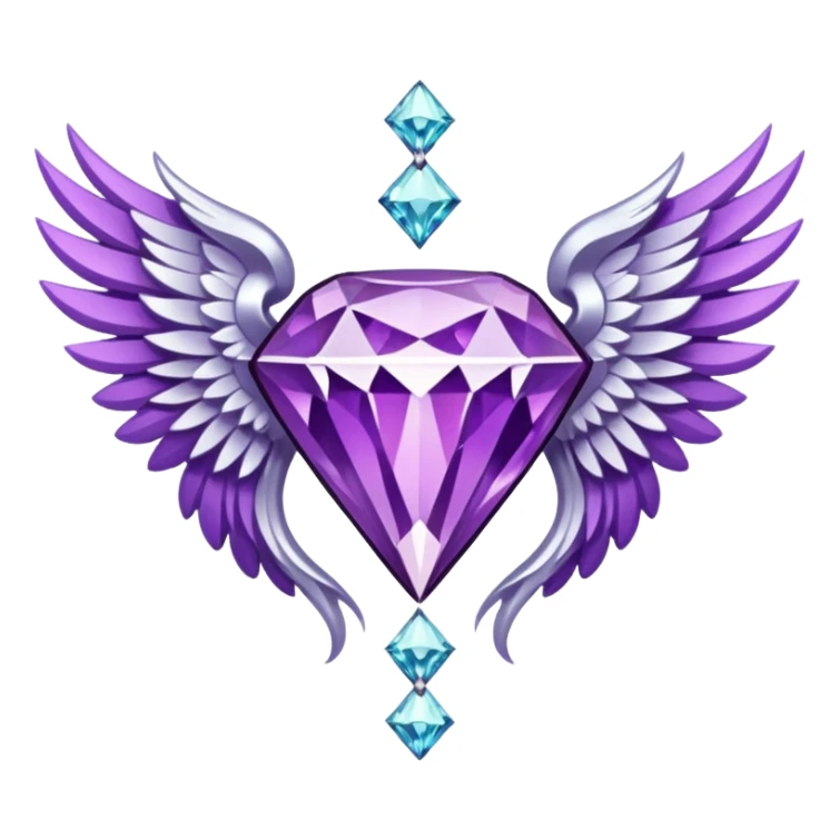 diamond emblem with white wings and purple diamond in the middle sticker