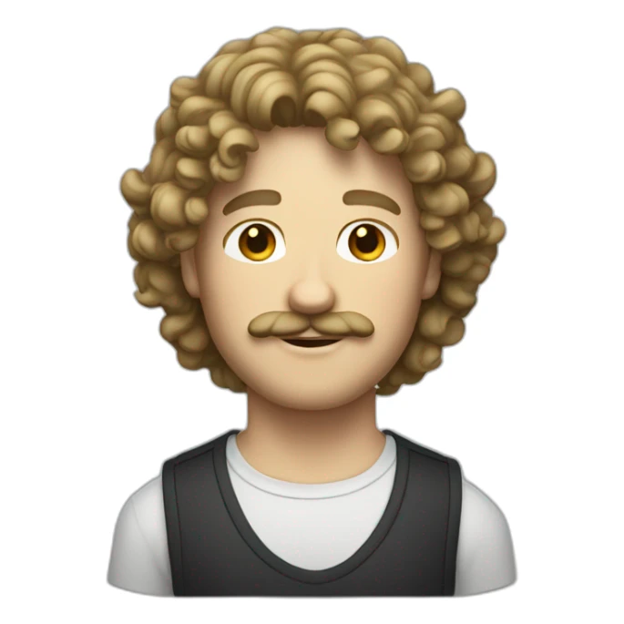 australian white guy with dark blond curly hair and mustache sticker