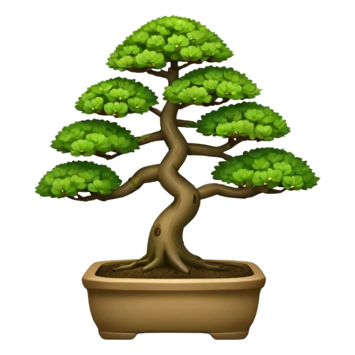 bonsai tree with a cute happy expression emoji style sticker
