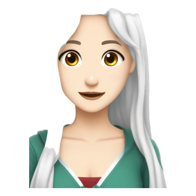 karakter anime perempuan berambut putih di kuncir dua elf sticker