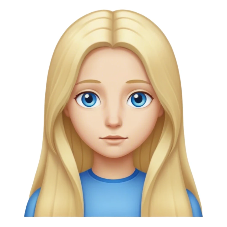 Long blonde hair middle part blue eyes sticker