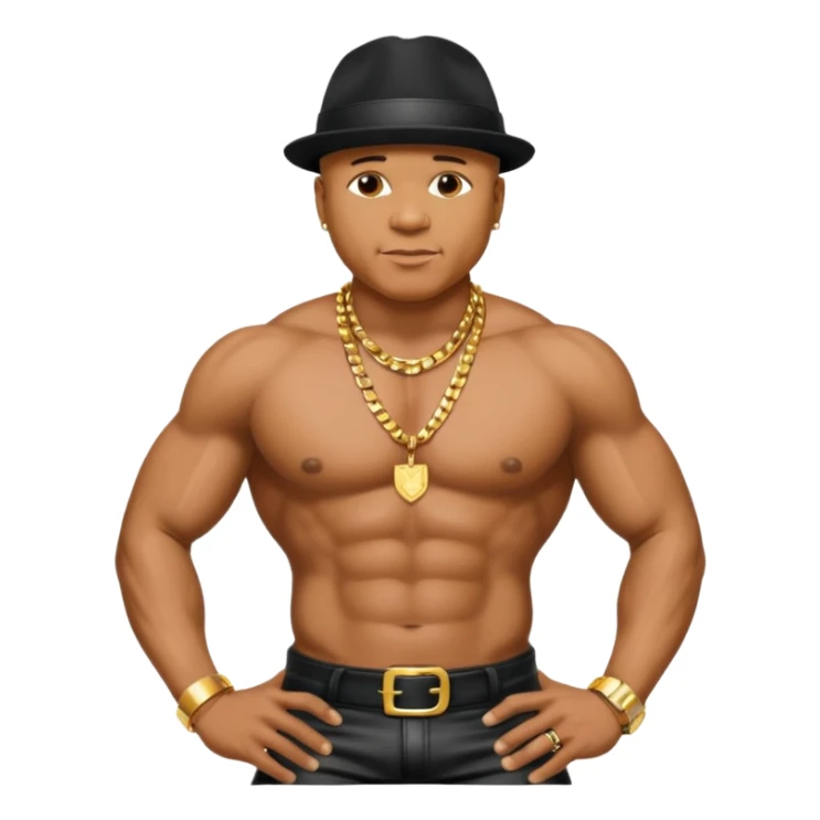 LL Cool J shirtless with necklace and black leather pants sticker