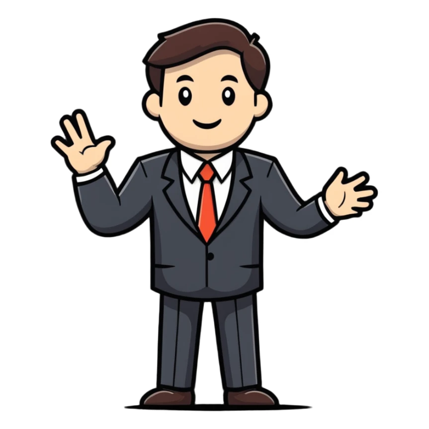 a TV man in a business suit, playful style sticker
