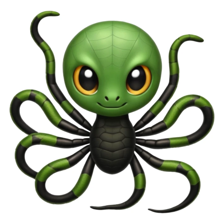 Baby spider standing separately and with a baby snake sticker