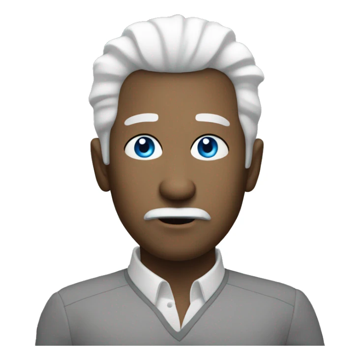 Oval shaped man with blue eyes white hair and pursed lips sticker