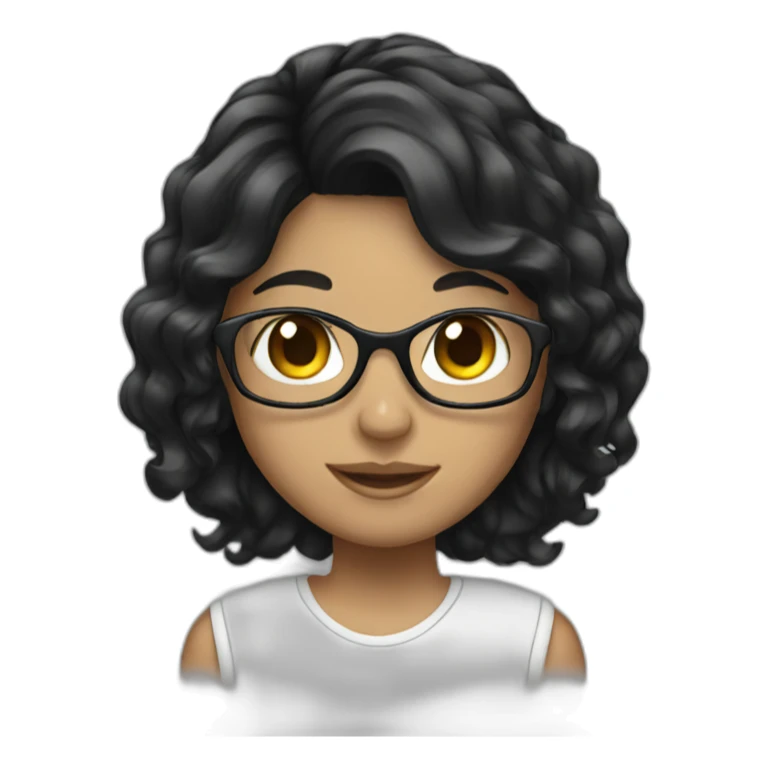 girl with black wavy hair and headphones sticker