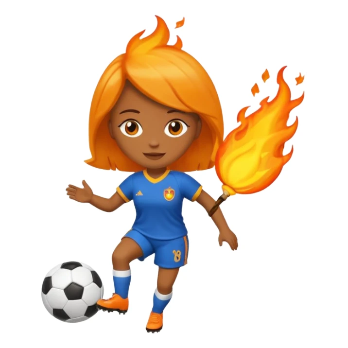 Boneca segurando uma Bola de futebol e somente uma bola está queimando sticker