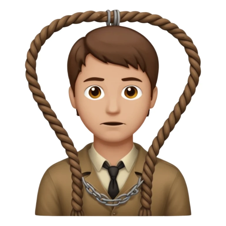 normal looking man with brown hair and noose around neck sticker