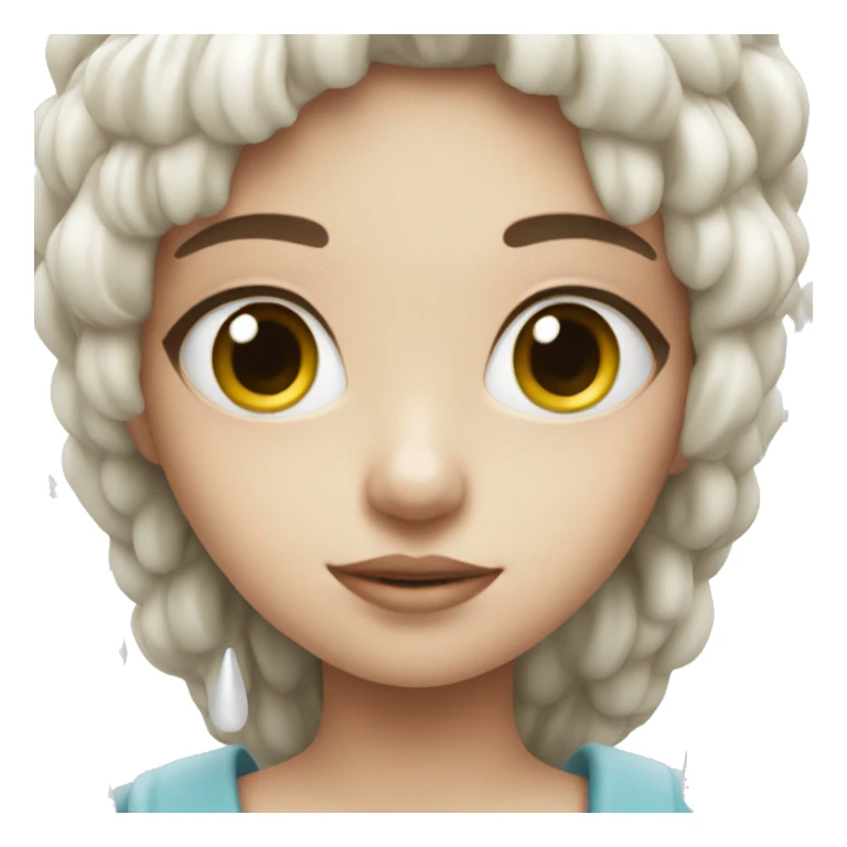 girl next to white drops sticker