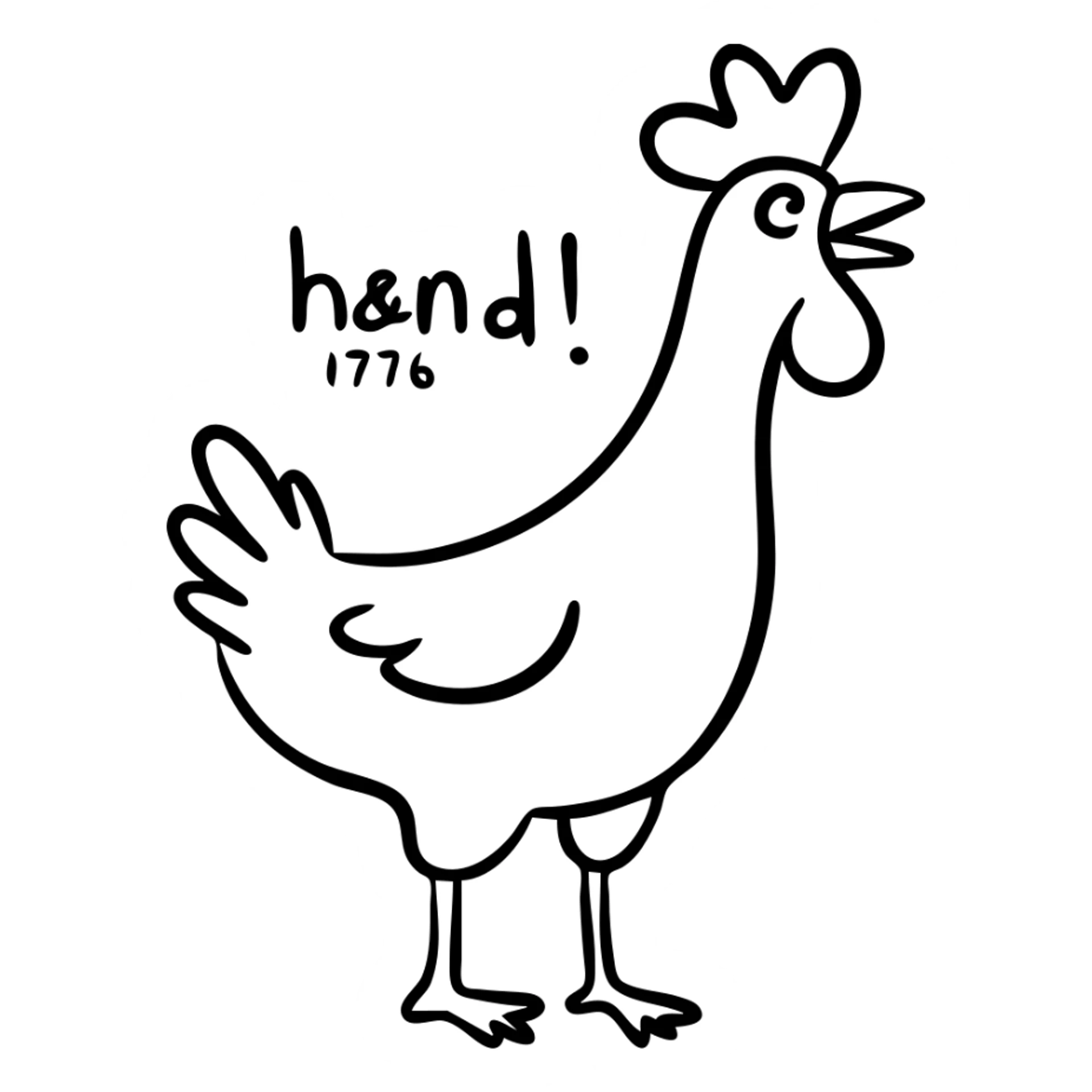 shouting yellow long neck chicken with the words 'JW 1776' sticker