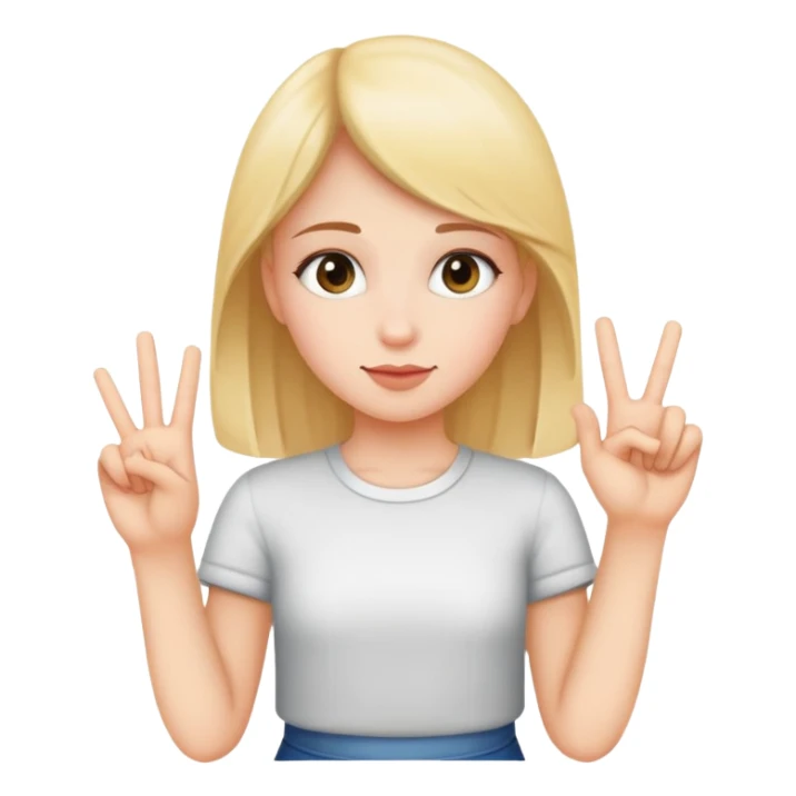 Girl doing sign "L" from one hand and "o" "3" in the second hand sticker