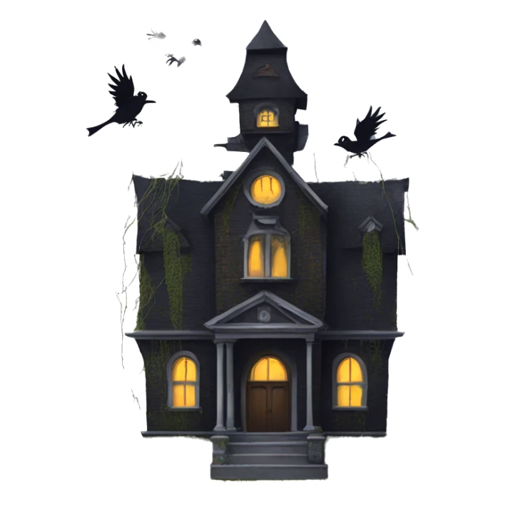 Nevermore Academy. Tall Haunted Addams house. birdhouse slightly mossy and spider webs  sticker