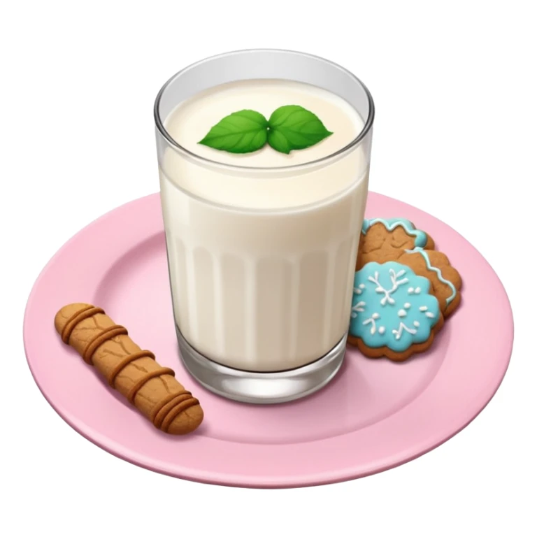 glass of milk, ginger cookies on a pink plate sticker