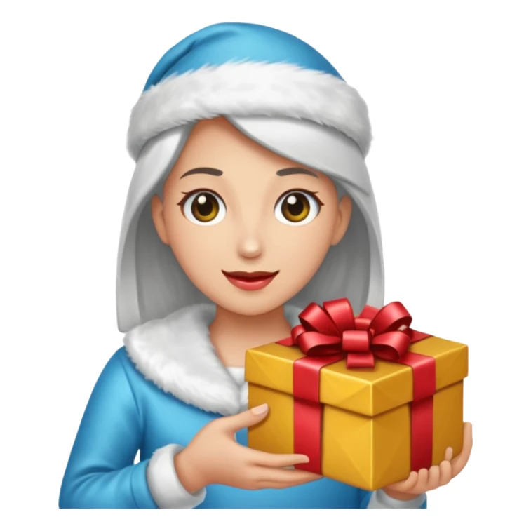 Una persona mayor recibiendo un regalo plateado sticker