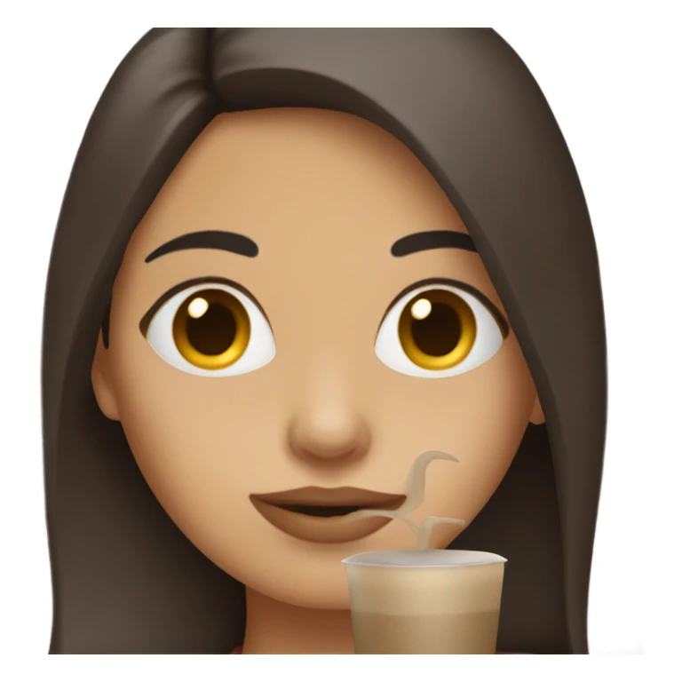 girl with dark long hair drinks her latte sticker