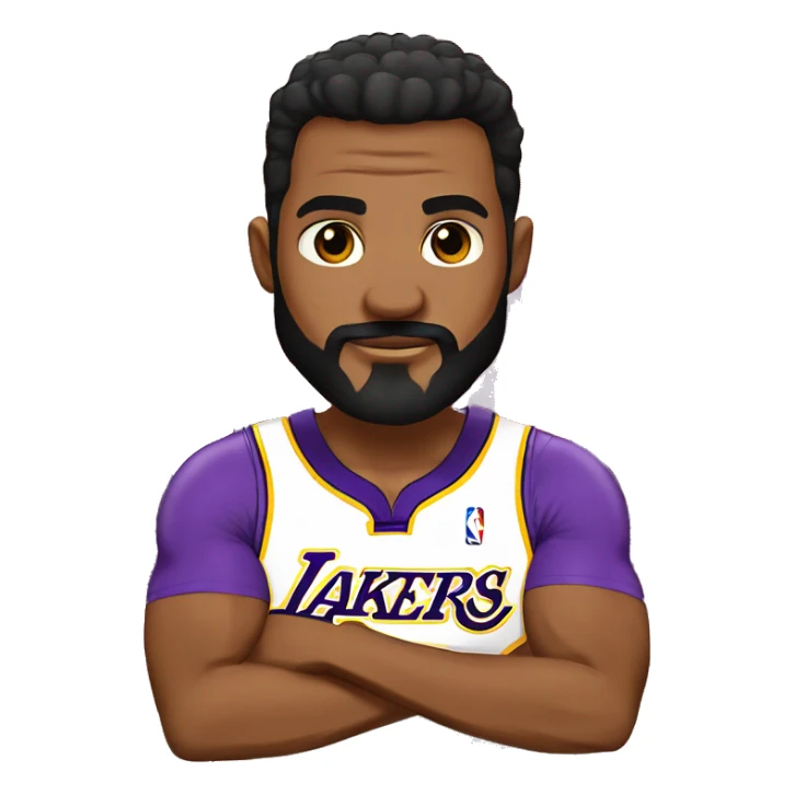 Hombre calvo con barba anteojos babeando playera de los Lakers  sticker