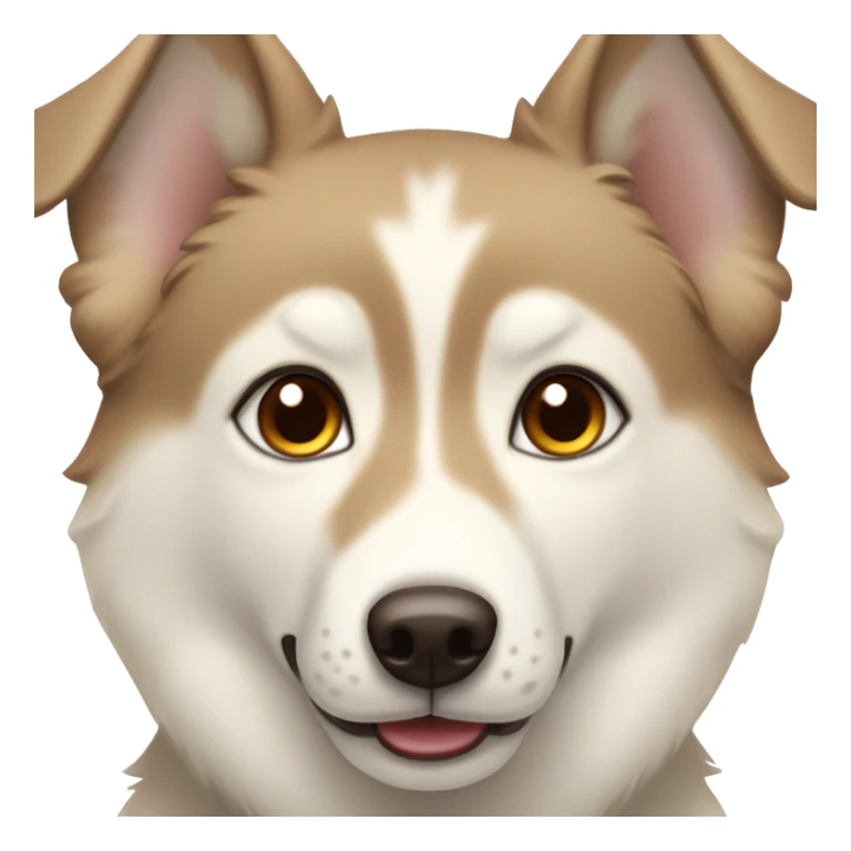 cream white colored dog, pointy ears, brown eyes, light brown nose, husky sticker