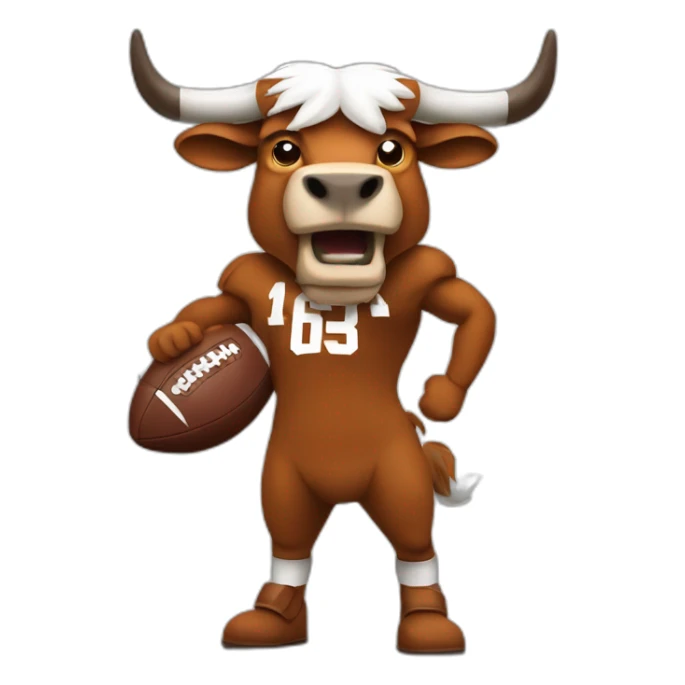 angry bevo mascot holding a football sticker
