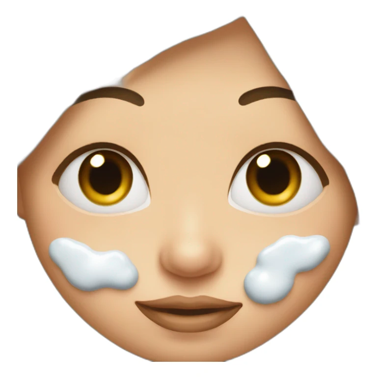 female face with large irregular milk stains sticker