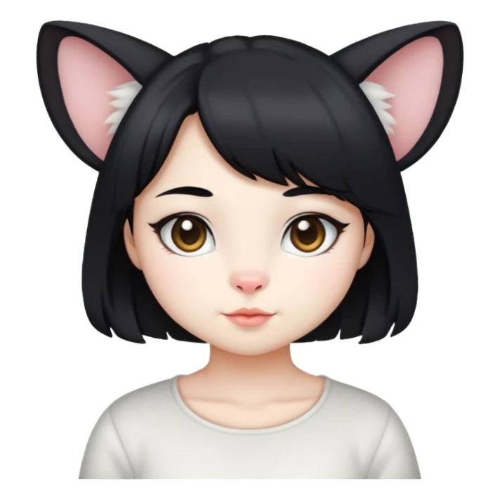 black hair girl with Chinchilla whitecat sticker