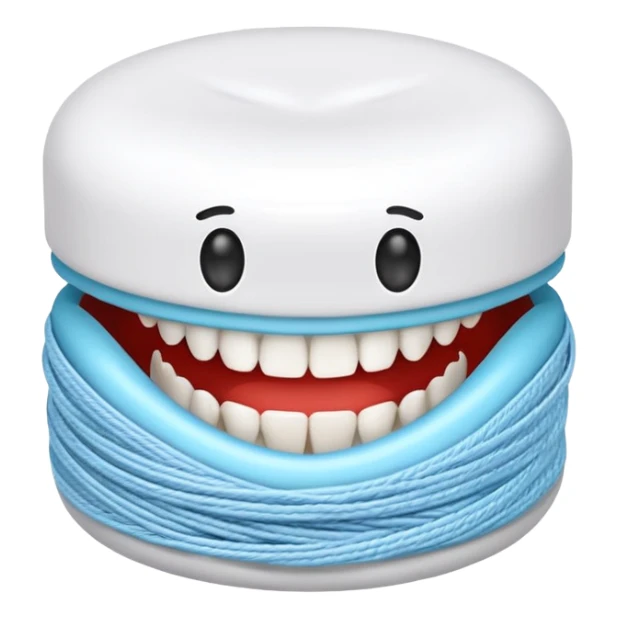 Round of white thread dental floss sticker