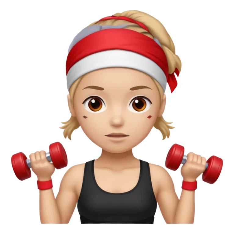 athlete with red headband, hold a mini dumbbell sticker