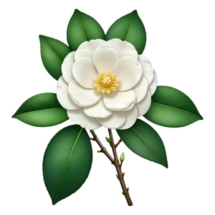 single White Camellia Japonica, straight stem sticker