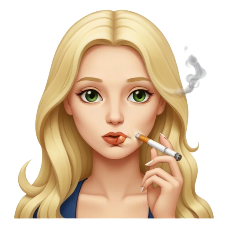curvy long blonde hair pale  pose smoking sticker