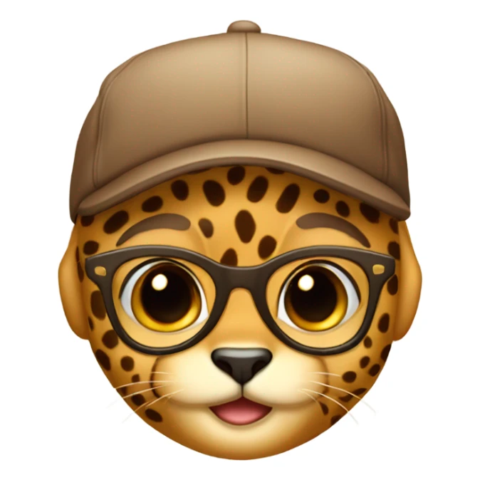 baby cheeta with backward brown cap, brown-lens glasses sticker