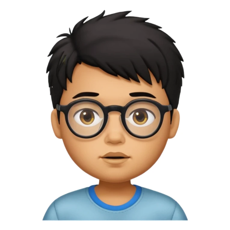 generate a pretty bratz boy with spectacles on, slightly fat, tan. Black hair messy sticker