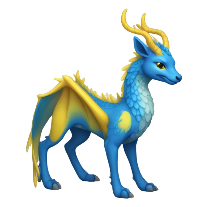 blue dragon deer hybrid with a yellow mane sticker