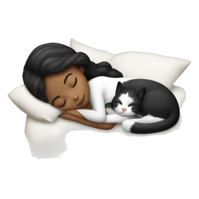 girl sleeping with black and white cat  sticker