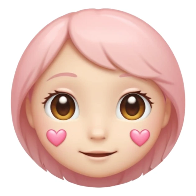 “Soft pastel cute round emoji, gentle blush, shy sparkling eyes looking down, small trembling smile, tiny hidden heart, subtle glow, warm romantic vibe, glossy, adorable, high-quality.” sticker