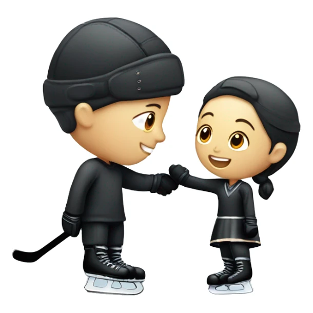 Hockey boy hugging figure skating girl sticker