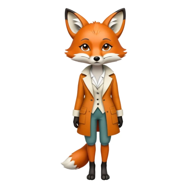 extremely sad crying anthropomorphised female fox in stylish outfit, no sunglasses, looking to the left, poor posture, full-body view sticker