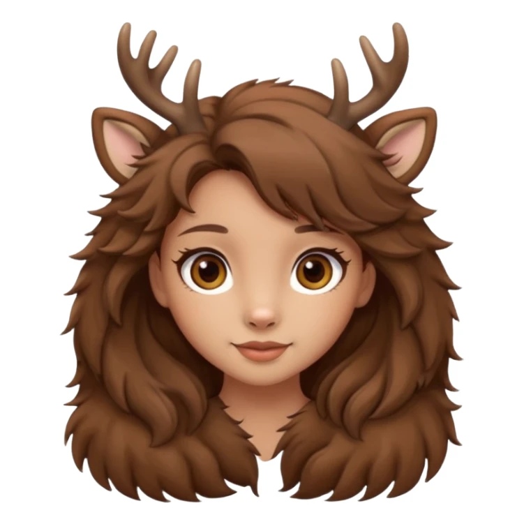 Make a cute girl deer with brown hair and brown eyes sticker