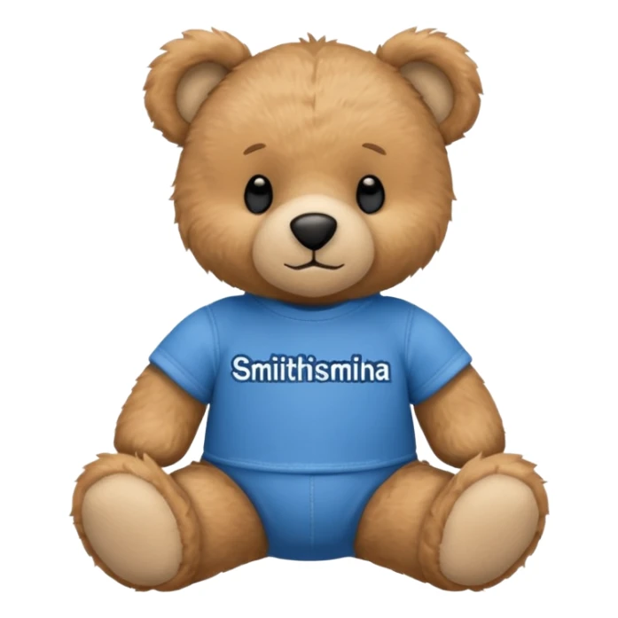 teddy bear wearing a blue tshirt that says smithsonian sticker