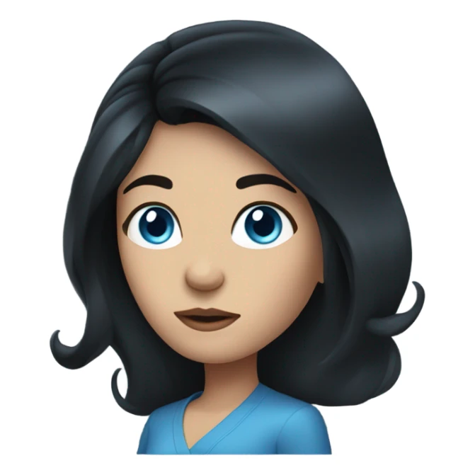 woman with black long hair and blue eyes sticker