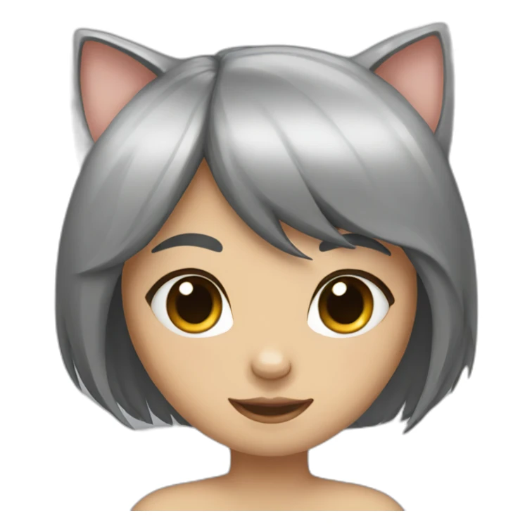 Humanlike Cat female with black hair sticker