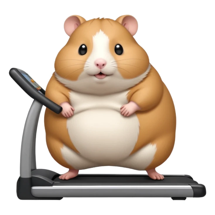 fat hamster big belly trying to run on treadmill sideways sticker