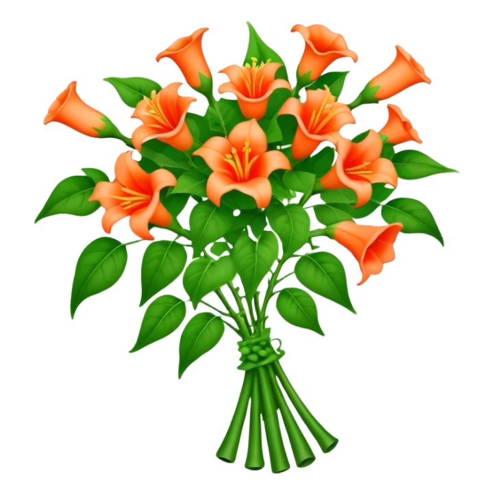 big bouquet Trumpet Vine, luxuriant, stem, leaf sticker