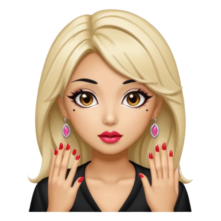 Gyaru girl black hair glossy lips sticker