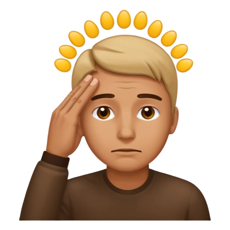 he touched emoji with a furrowed brow and a hand on the forehead sticker