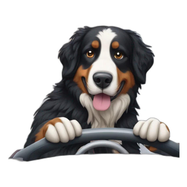 bernese mountain dog driving in arctic polar circle sticker